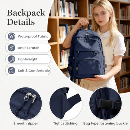 Lightweight College Backpack Cute School Bag High School Backpack Casual Daypack Backpack (Dark Blue) - color: Dark Blue