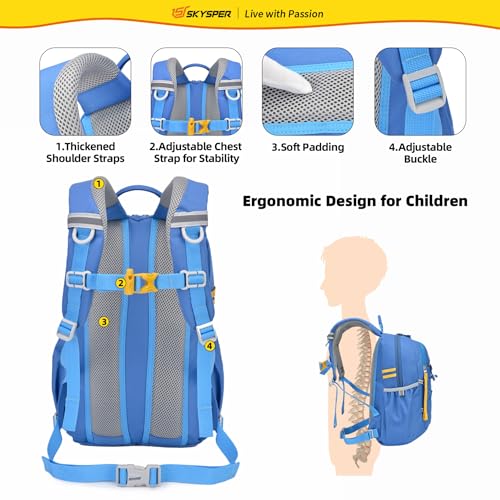 SKYSPER Kids Backpack 18L Children School Bag Child Boy Girl Pack Ages 4-8 for Traveling Day Trips Classes(Blue) - color: Blue, size: Medium