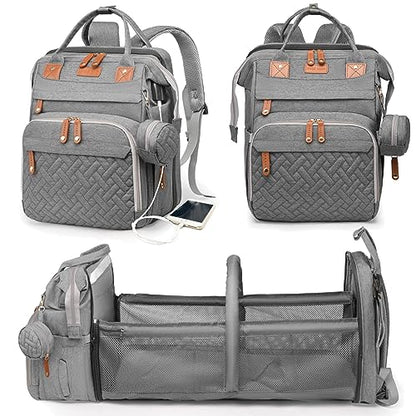 Astro alan Baby Diaper Bag with Changing Station, Waterproof Diaper Bag Backpack for Moms Dads with USB Charging Port, Baby Shower Gifts, Large Capacity diaper backpack, Grey - color: Grey
