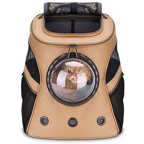 LOLLIMEOW Large Pet Carrier Backpack, Bubble Backpack Carrier for Fat Cats and Puppies,Airline-Approved(Khaki) - color: Khaki