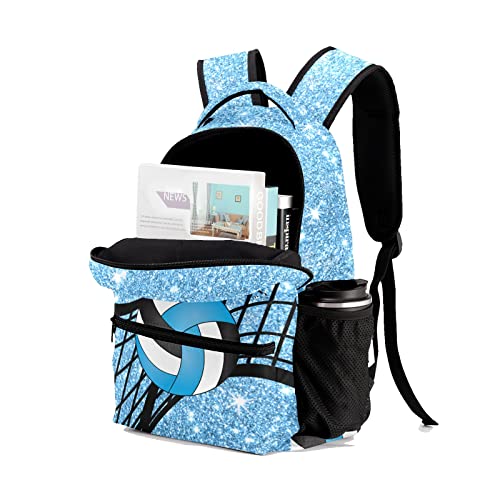 Personalized Volleyball Blue White Custom Backpack Waterproof Multifunctional Daypack with Name Gift - color: Design 1