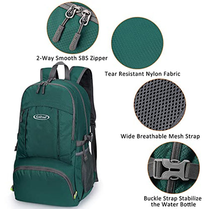G4Free 40L Lightweight Packable Hiking Backpack, Waterproof Travel Daypack - color: Dark Green