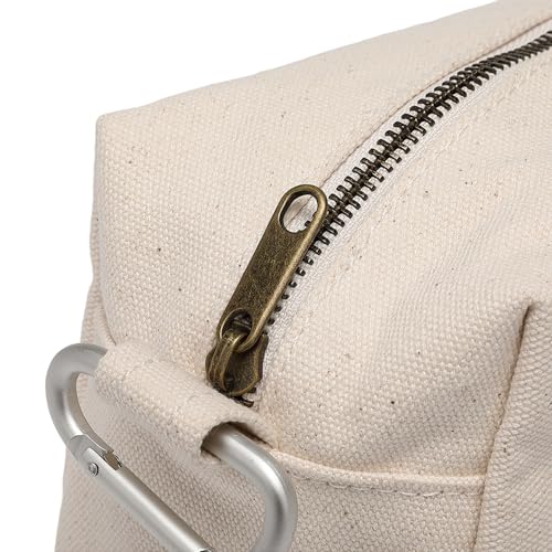 Organizer Bag -Lightweight Cosmetic Bag with Ring Clasp, Perfect Travel Makeup Bag for Women,nylon Stand Up Design (Beige/Canvas) - color: Beige/Canvas