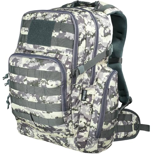 RIVER ROAD Huntex 40L Tactical Backpack for Men & Women in White Gray Camo - Military Style Backpack for Hunting - Hiking Travel Combat Backpack - Outdoor Tactical Backpacks Sport Mochila Tactica - color: White Gray Camo