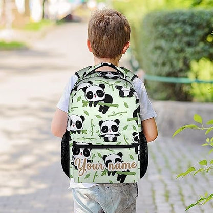 Personalized Panda Backpack for Girls Boys, 16 Inch Panda Theme Bookbag with Adjustable Straps, Durable, Lightweight, School Bag with Large Capacity - color: Panda3-1