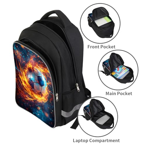 HiMagics Kids Backpack Lightweight Durable Teens Back pack for Boys and Girls School bag with Adjustable Shoulder Straps & Padded Back 17 Inch bookbags with 3D Reflective Football Pattern - color: A06-football