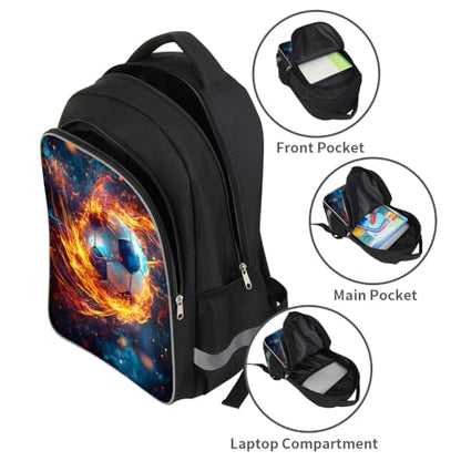 HiMagics Kids Backpack Lightweight Durable Teens Back pack for Boys and Girls School bag with Adjustable Shoulder Straps & Padded Back 17 Inch bookbags with 3D Reflective Football Pattern - color: A06-football