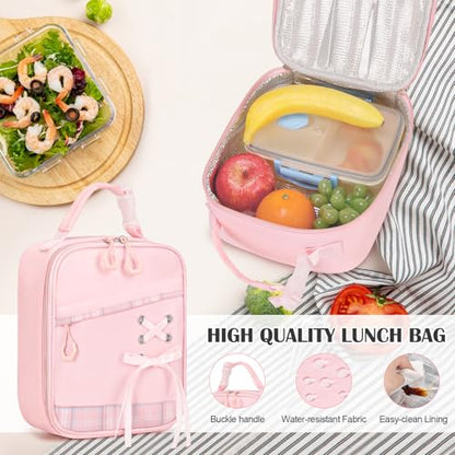 DIGOBAY Backpacks for Girls - 3PCS Girls Backpack with Lunch Box & Pencil Pouch Plaid School Backpacks for Elementary Middle High College School Bookbag for Teen Girl Kids Students Pink - color: Pinkplaid