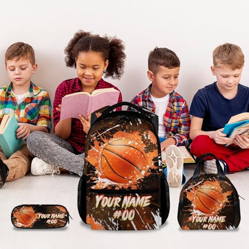 COZYAURA Boys Backpack Set - Personalized Basketball Backpacks for Kids - Sports Theme Bookbag for Elementary Middle School - Cool School Bag with Lunch Box & Pencil Case - color: Style-2
