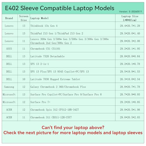 Smatree Elite Laptop Sleeve for 13 inch Lenovo ThinkPad, Lenovo 500w/300e, ASUS Chromebook, DELL Latitude/XPS 13, Samsung Galaxy Chromebook, Microsoft Surface, Protective Laptop Case with Pocket(E402) - size: 13 inch/E402/Size: 30.7*21.2cm