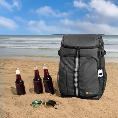 SUN CUBE Cooler Backpack 33 Can, Leakproof Insulated Backpack Cooler for Men Women, Camping Cooler Backpack for Beach Travel Hiking, Waterproof Lunch Backpack - color: Grey