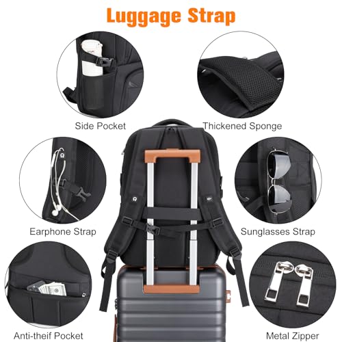Insulated Lunch Backpack Fit 17" Laptop, Work Backpack with Lunch Box for Men & Women, Water Resistant College Computer Bag for Travel, Business, Hiking - color: Black