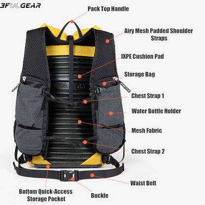 3F UL GEAR Koala Backpack 20L - Ultra-Lightweight UHMWPE Waterproof Daypack for Men & Women | Hiking & Outdoor Travel - color: Galaxy Grey
