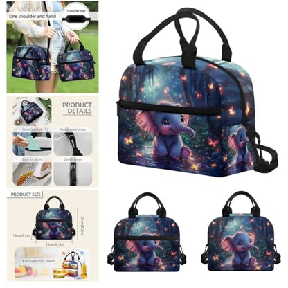 Cute Elephant Backpack for Girls Kids Backpack with Lunch Box Water Bottle Sling Bag and Soft Pencil Case 4Pcs Set 17" Lightweight Bookbag with Large Front Pocket Sturdy Elementary School Bag - color: Cute Elephant