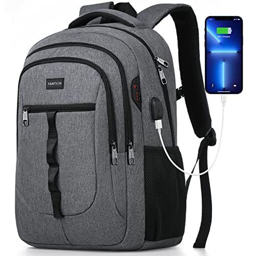 YAMTION 17 inch Backpack Bookbag for Men and Women Laptop Backpack with USB for College Students Work Business - color: Dark Gray, size: 17.3 inch