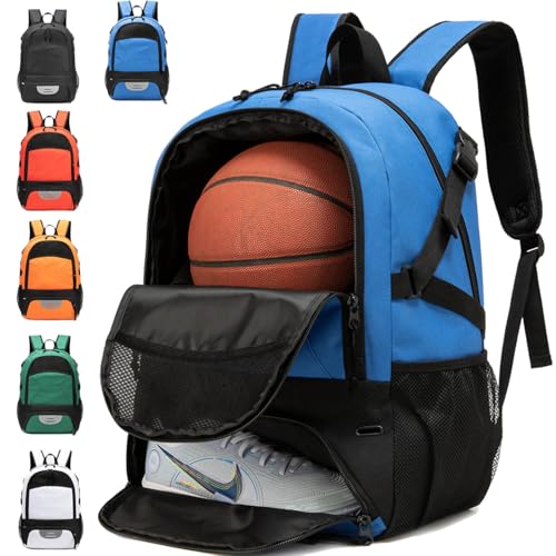 Basketball Bag Backpack, Large Capacity Sports Equipment Bags for Basketball, Soccer, and Volleyball. - color: blue