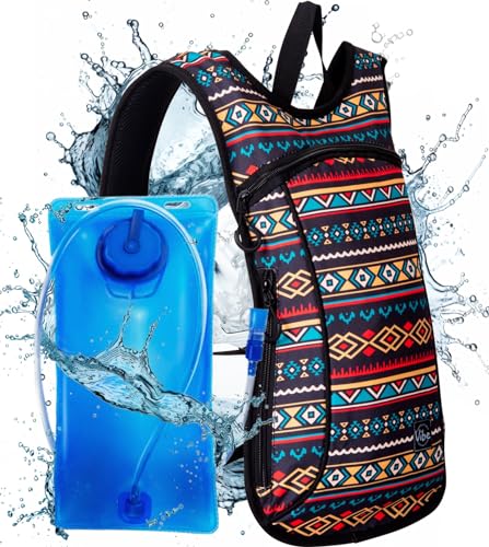 Vibe Festival Gear Rave Hydration Pack Backpack with 2L Water Bladder for Women Men – Festival Hydropack, Hydro Pack, Leak Proof, Lightweight – Teens, Party, Hiking, Running, Outdoor Sports - color: Tribal