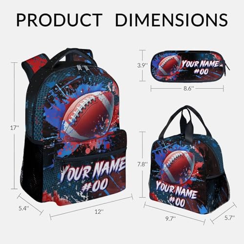 COZYAURA Boy Backpack - Personalized Football Backpacks Set for Kids -Teens Bookbag with Lunch Bag & Pencil Case - Sports Theme School Bags for Elementary Middle School - color: Style-5