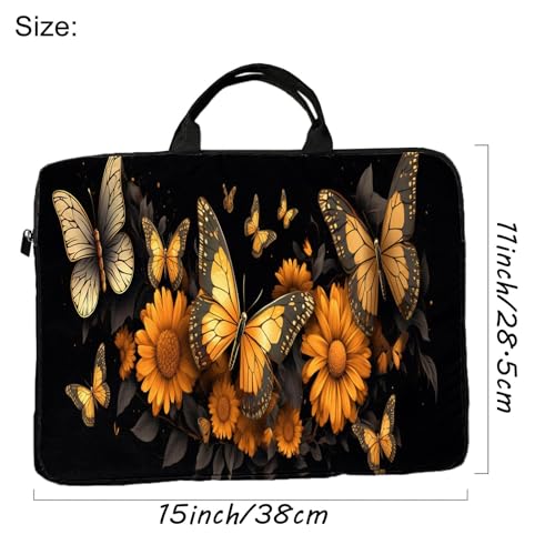 15-Inch Laptop Sleeve – Stylish, Lightweight, Shockproof, Water-Resistant Case for Lenovo, HP, Dell, Asus Notebooks - Flower Butterfly - color: Flower Butterfly