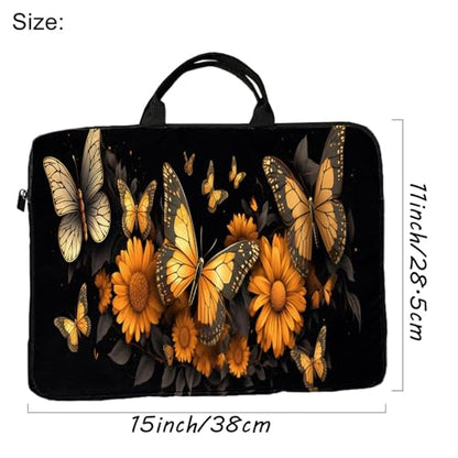 15-Inch Laptop Sleeve – Stylish, Lightweight, Shockproof, Water-Resistant Case for Lenovo, HP, Dell, Asus Notebooks - Flower Butterfly - color: Flower Butterfly