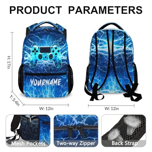 Backpack for Kids Boys Teens, Personalized Gamer Schoolbag for Kindergarten Elementary Primary Middle College, 17 Inch Lightweight Custom Gaming Bookbag - color: Game3