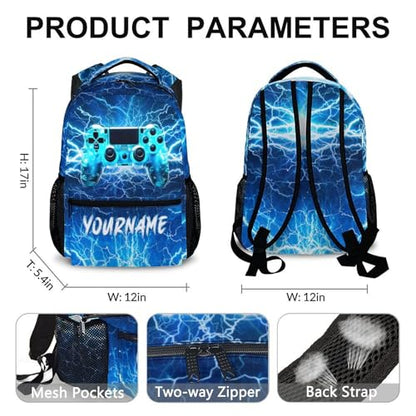 Backpack for Kids Boys Teens, Personalized Gamer Schoolbag for Kindergarten Elementary Primary Middle College, 17 Inch Lightweight Custom Gaming Bookbag - color: Game3