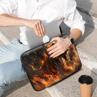 14 15 15.4 15.6 inch Laptop Handle Bag Computer Bag, Pouch Holder Notebook Sleeve Cover Soft Case Compatible for Dell,Lenovo,Toshiba HP, Asus Notebook-Majestic Tiger Roaring - color: Majestic Tiger Roaring