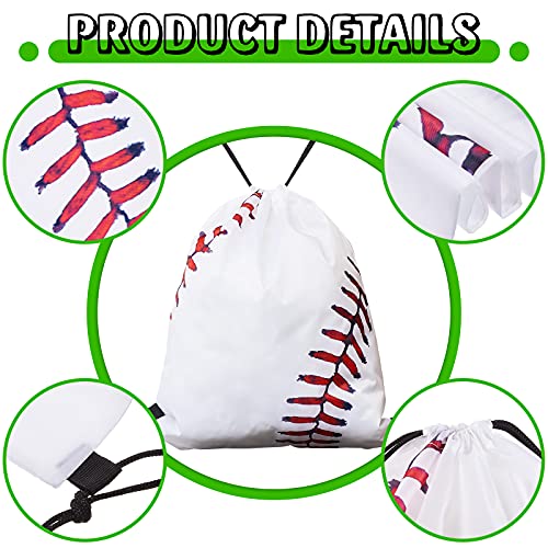 Frienda Baseball Drawstring Backpack Bag Baseball Drawstring Party Favor Bags for Gym Sports Teams(60 Pieces)