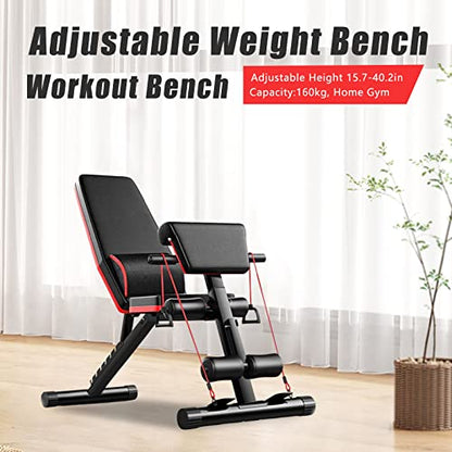 Adjustable Weight Bench For Full Body Workout Fitness Chair, Foldable Incline and Decline Weight Bench, Multifunction Gym Home Exercise Workout Fitness Chair 40-102cm Height Adjustable