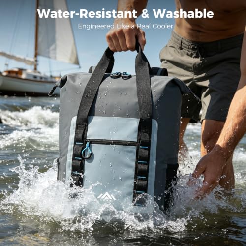 Lekesky Backpack Cooler, 30L Soft Lightweight Cooler Bag, Waterproof for Beach, Travel, Camping, Picnic, Hiking (20 CAN Grey) - color: Grey