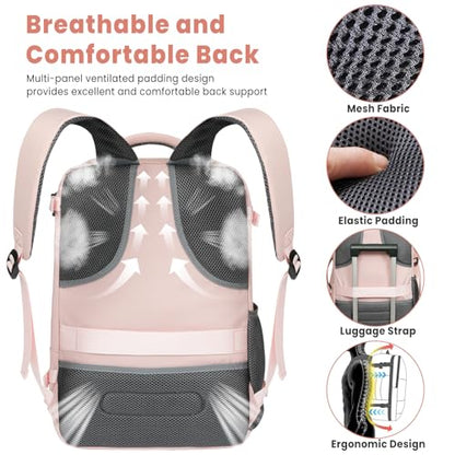 BAGAIL Travel Laptop Backpack, Carry on with USB Port, Luggage Bag for Holiday-Pink - color: Pink
