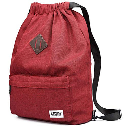 KAUKKO Drawstring Sports Backpack Gym Yoga Bag Shoulder Rucksack for Men and Women(1031-RED) - color: Red