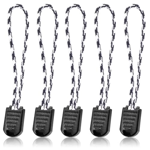 10 Pack Paracord Zipper Pull Replacement Pulls Tabs for Keys, Flashlight, Knife, Pouch, Backpack, Suitecases, Pocket - Black+White - color: Black + White