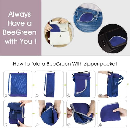 BeeGreen Mesh Drawstring Bag Swim Backpack for Beach Pool Sports Gym Draw String Cinch Bags for Swimming Soccer Basketball Gear Blue - color: Blue, style: Mesh Bag