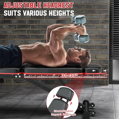 XDDIAS Workout Bench, Adjustable Weight Bench with Leg Extension and Leg Curl, Extended Headrest, 900LBS Preacher Curl Bench Incline Decline Flat Workout Bench for Home Gym Full Body Exercise - color: Black+Textural