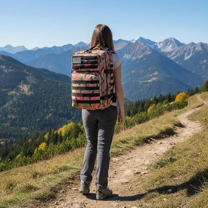 45L Military Tactical Backpack for Men & Women Bug Out Bag Assault pack Molle Daypack Hiking Trekking Rucksack(Camouflage Pink) - color: Camouflage Pink