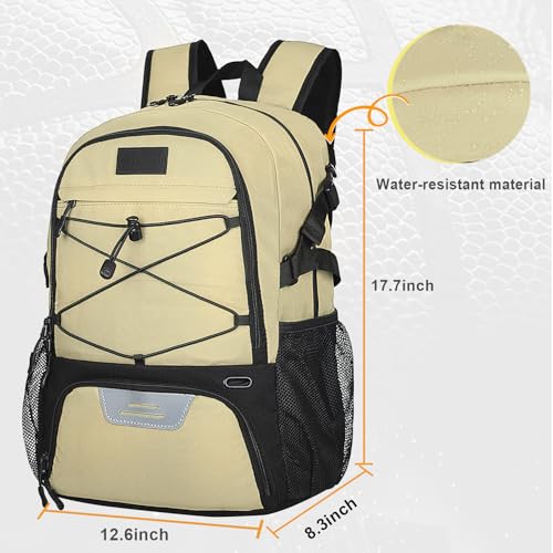 Goloni Soccer Backpack,Basketball Backpack with Ball Compartment & Shoe Compartment,Backpack for Basketball,Soccer - color: Yellow