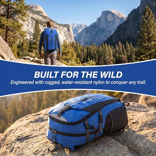 Waterproof Hiking Backpack Lightweight & Portable – Foldable Outdoor Daypack for Travel Camping and Sports Blue