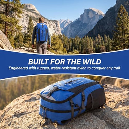 Waterproof Hiking Backpack Lightweight & Portable – Foldable Outdoor Daypack for Travel Camping and Sports Blue