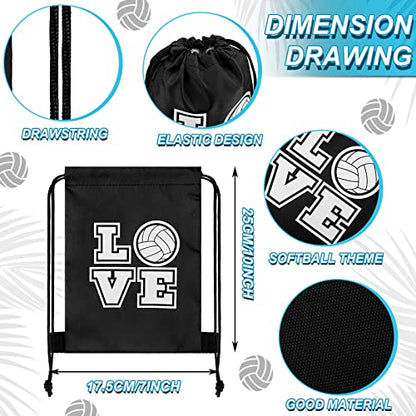 Tanlade 24 Pcs Drawstring Bags Cinch Sack Candy Drawstring Bag Goodie Favor Bags Supplies Gifts for Sports Party Men Women(Volleyball,7 x 10 Inch) - size: 7 x 10 Inch, style: Volleyball