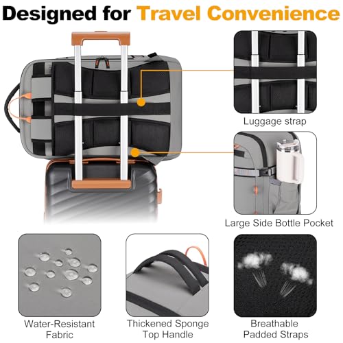 40L Travel Backpack,TSA Approved Carry On Backpack,Business Work Bag with Wet/Dry Compartment, Fits 17.3" Laptop, Duffel Bag for Men Women(Gray) - color: Gray
