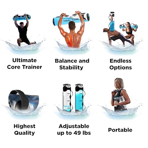 Tidal Tank Tube - The Original Aqua Bag - Water Weight Bag up to 79 lbs - Adjustable Workout Sand Bags Weights Alternative - Portable Sandbag Fitness Equipment Set, Home Exercise Gym - Including App - color: Classic: max. 49 lb