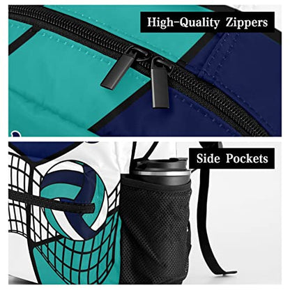 Volleyball Blue White Backpack Shoulder Shopping Bag Travel Casual Bags with Name Text - color: Backpack 5
