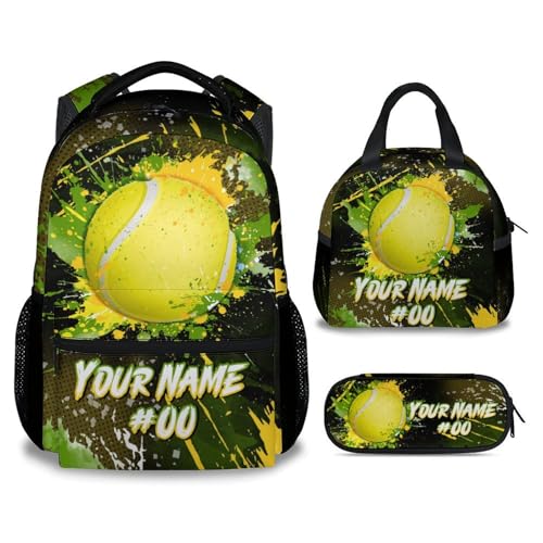 COZYAURA Bookbag for Kids - Personalized Tennis Backpacks Set for Boys Girls - Kids School Backpack for Elementary Middle School - Custom Sports Book Bag with Lunch Bag & Pencil Case - color: Style-7
