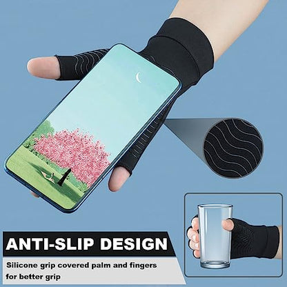 2 Pairs Copper Arthritis Compression Gloves for Rheumatoid, Osteoarthritis, Carpal Tunnel Pain Relief, Compression Hand Gloves for Women & Men,Anti-Slip Fingerless Gloves for Work,Typing (M) - size: Medium