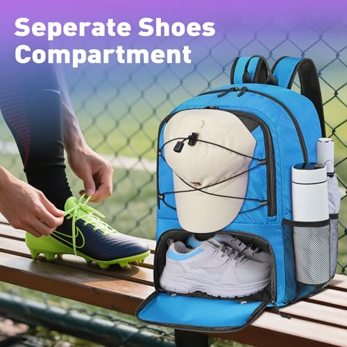 Soccer Backpack with Seperate Compartment, Water Resistant Sport Bags fit for Basketball, Volleyball, Football - color: Blue 2.0