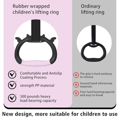 Gymnastics Rings, Children's Home Gym Equipment, Children's Adjustable Strap Strength Training Rings, Pulling Rings for Physical Training - color: pink