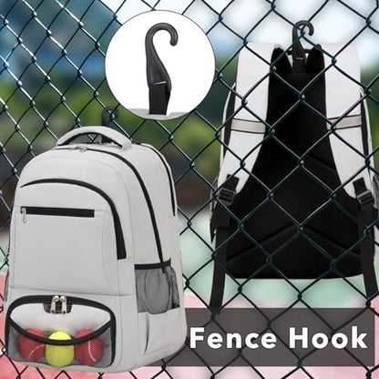 ACESAK Tennis Backpack Tennis Bag for Women Men - Tennis Bag Holds 2 Rackets, Badminton Squash, Pickleball Paddles Balls - color: Grey