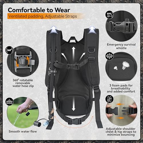 MARCHWAY Tactical Molle Hydration Pack with 2.5L TPU Water Bladder, Low-Profile Organized Military Backpack for Hiking, Cycling, Backpacking, Hunting, Running - color: Black