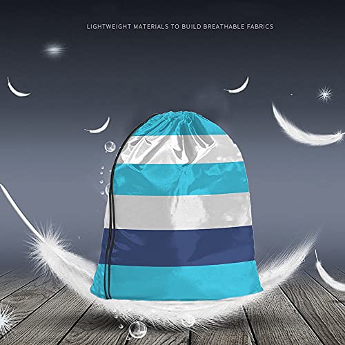 White Blue Stripes Drawstring Bags Backpack Bag Colorful Striped Pattern Modern Fashion Design Art Sport Gym Sack Drawstring Bag String Bag Yoga Bag for Men Women - color: Multi-a123